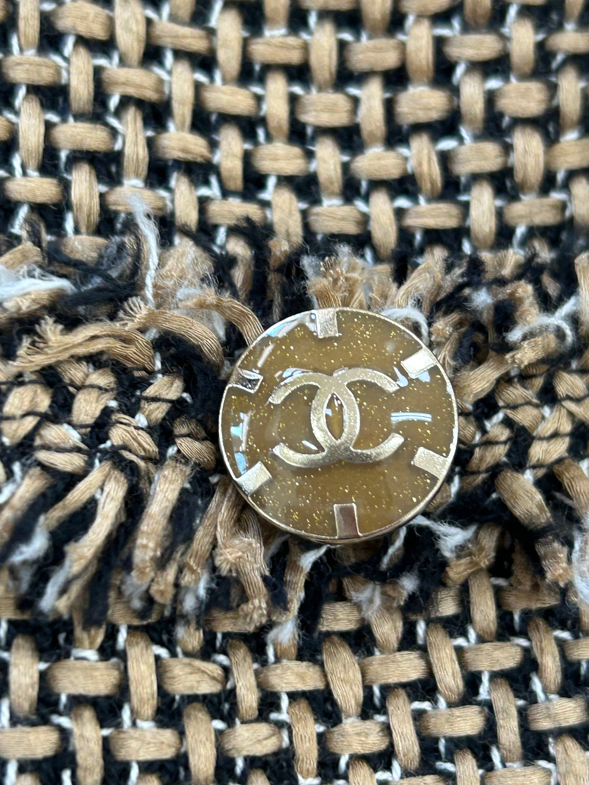 CHANEL - Brown & Black Tweed Fringe Jacket Sz 38