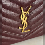 SAINT LAURENT - Cassandre Matelassé Burgundy Envelope Clutch Bag