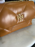 TORY BURCH - Kira Diamond Quilt Small Tan Shoulder Bag