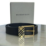 BURBERRY - Brown & Gold Leather Belt Sz 80