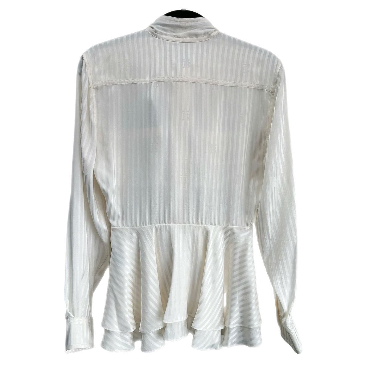 BURBERRY - Leah Silk Tie-Neck Peplum Blouse Sz 6-8
