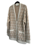 FENDI - FF Motif Cashmere Cardigan in Camel/Natural - Size AUS 10-12