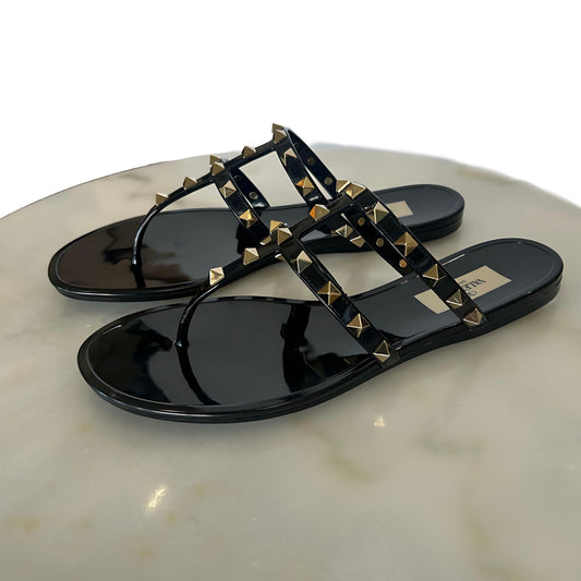 VALENTINO - Rockstud Rubber Sandals Sz 38