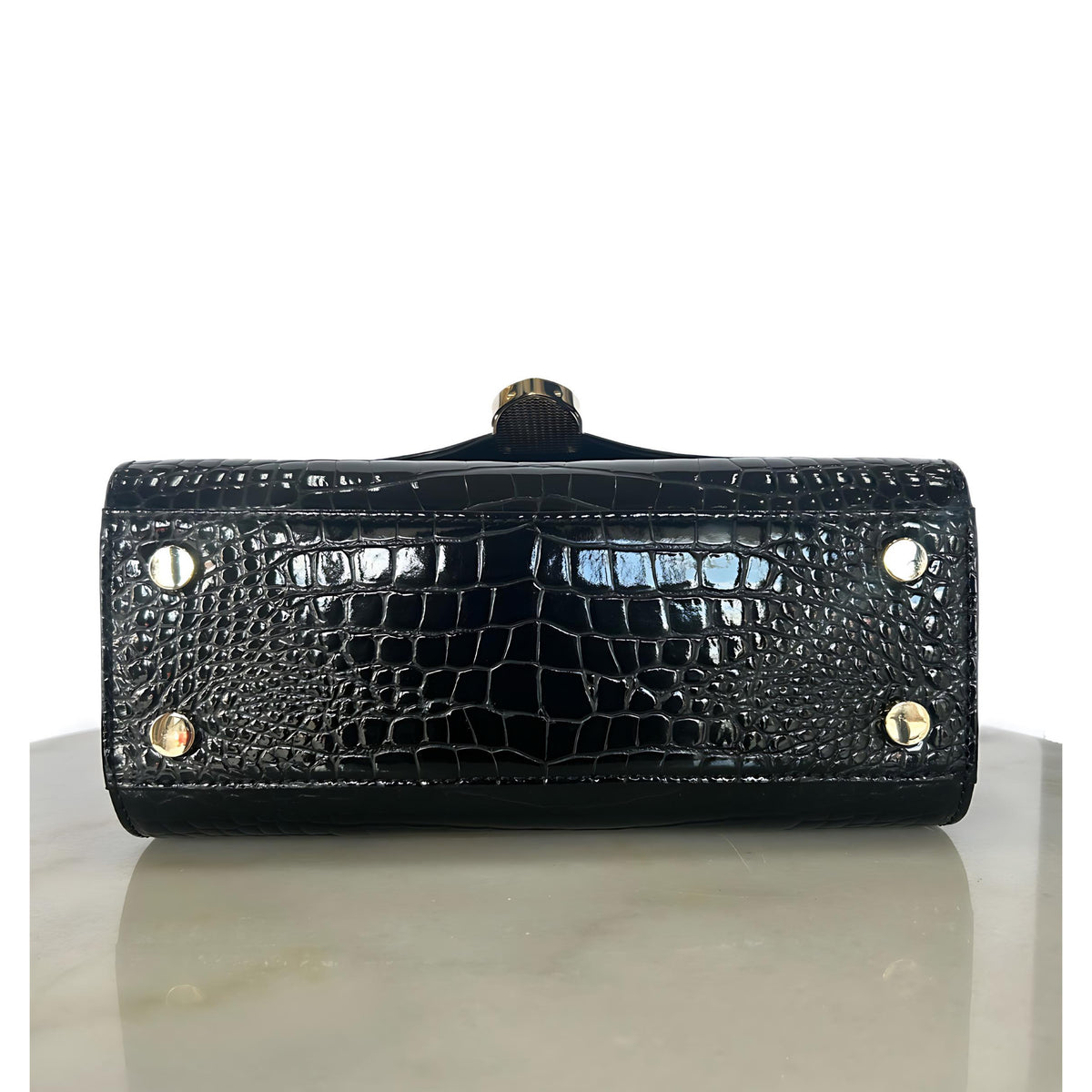 ASPINAL OF LONDON - Mayfair Black Patent Croc Bag