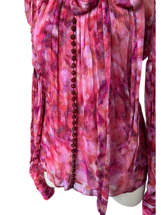 ZIMMERMANN - Garnet Kaleidoscope Tie Neck Blouse Sz 3