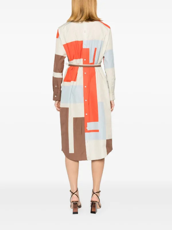 FENDI - FF Puzzle Print Cotton Shirt Dress Sz 42