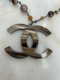 CHANEL - Multi-stone & Resin Oversized CC Pendant Necklace