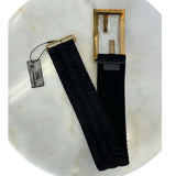 FENDI - Gold FF Buckle - Black Velvet Waist Belt