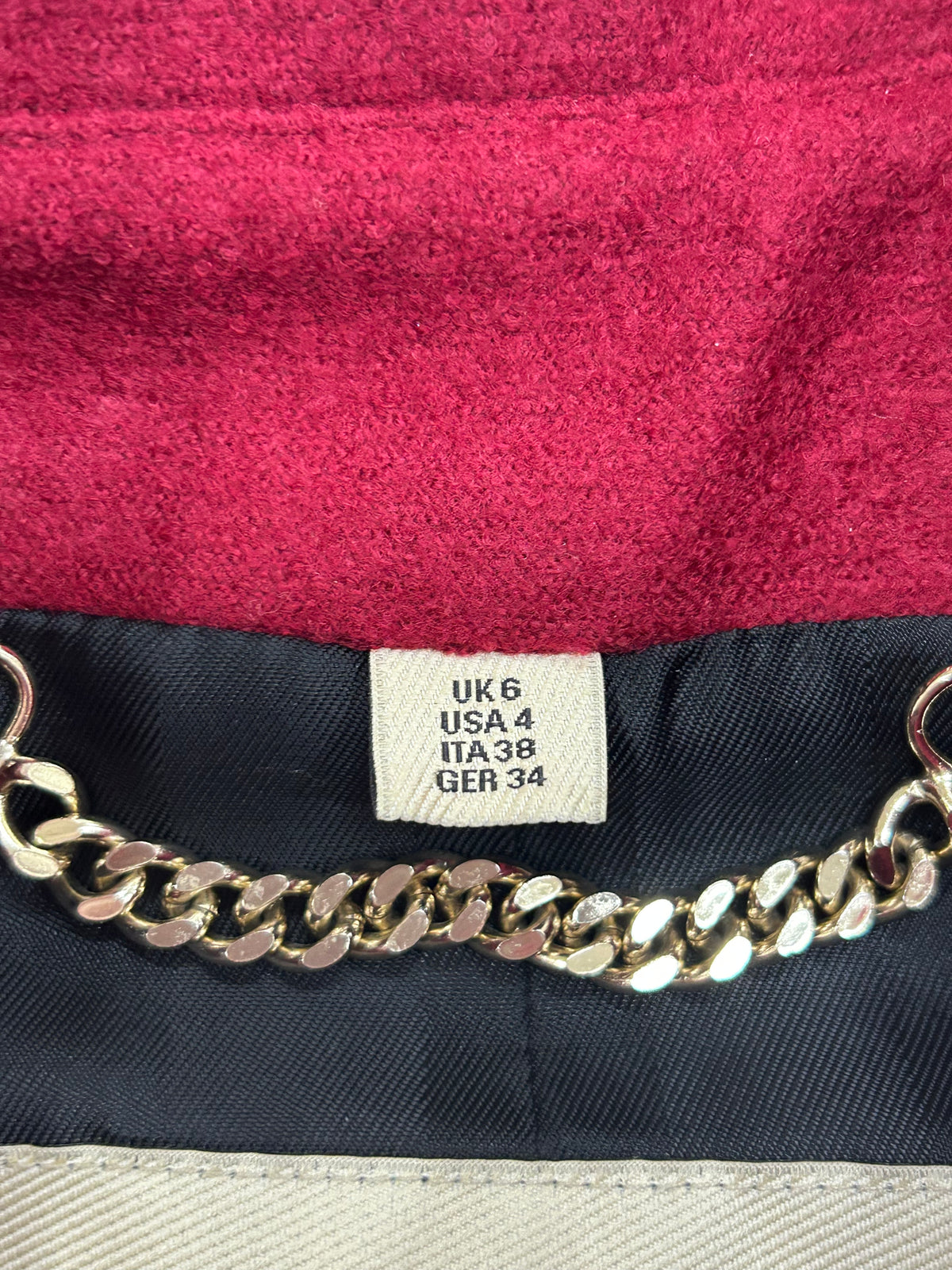 BURBERRY - Burgundy Virgin Wool Coat Sz 6-8