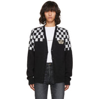 SAINT LAURENT - Black & White Mohair Blend Cardigan Sz L