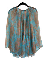 ZIMMERMANN - Blue Silk & Lurex Paisley Blouse Sz 0 / Suit 8-10