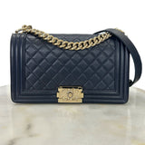 CHANEL - Navy Medium Boy Bag Circa 2017-2018