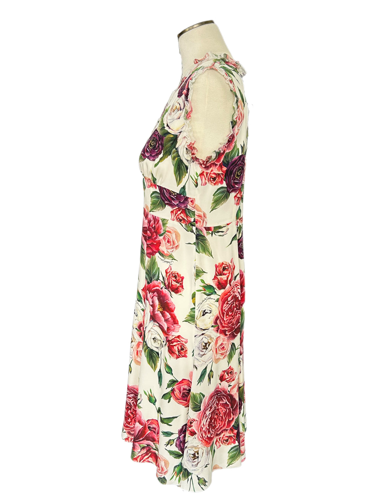 DOLCE & GABBANA - Floral Print Silk Dress Sz 46 IT