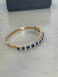 18ct Yellow Gold & Palladium Diamond & Sapphire Bangle