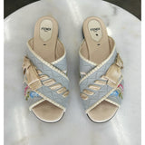 FENDI - Embroidered Floral & Ribbon Slides Sz 37.5