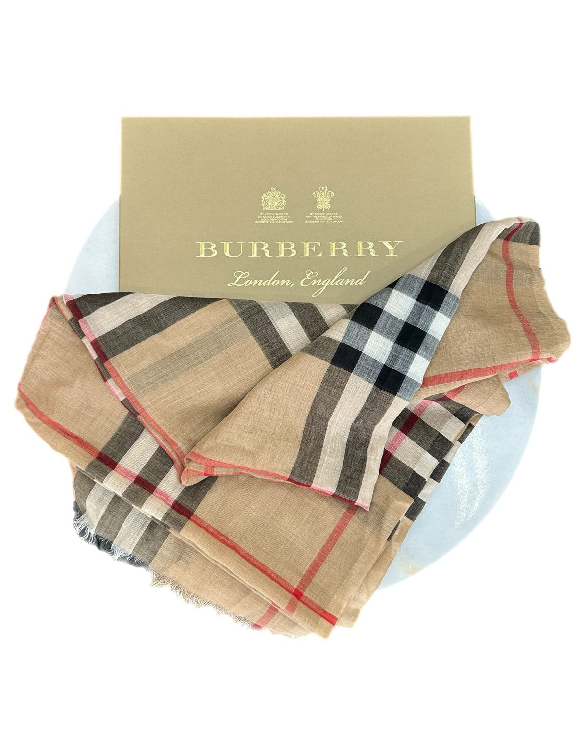 BURBERRY - Check Wool & Silk Gauze Scarf