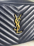 SAINT LAURENT - Lou Navy Quilted Leather Camera Bag