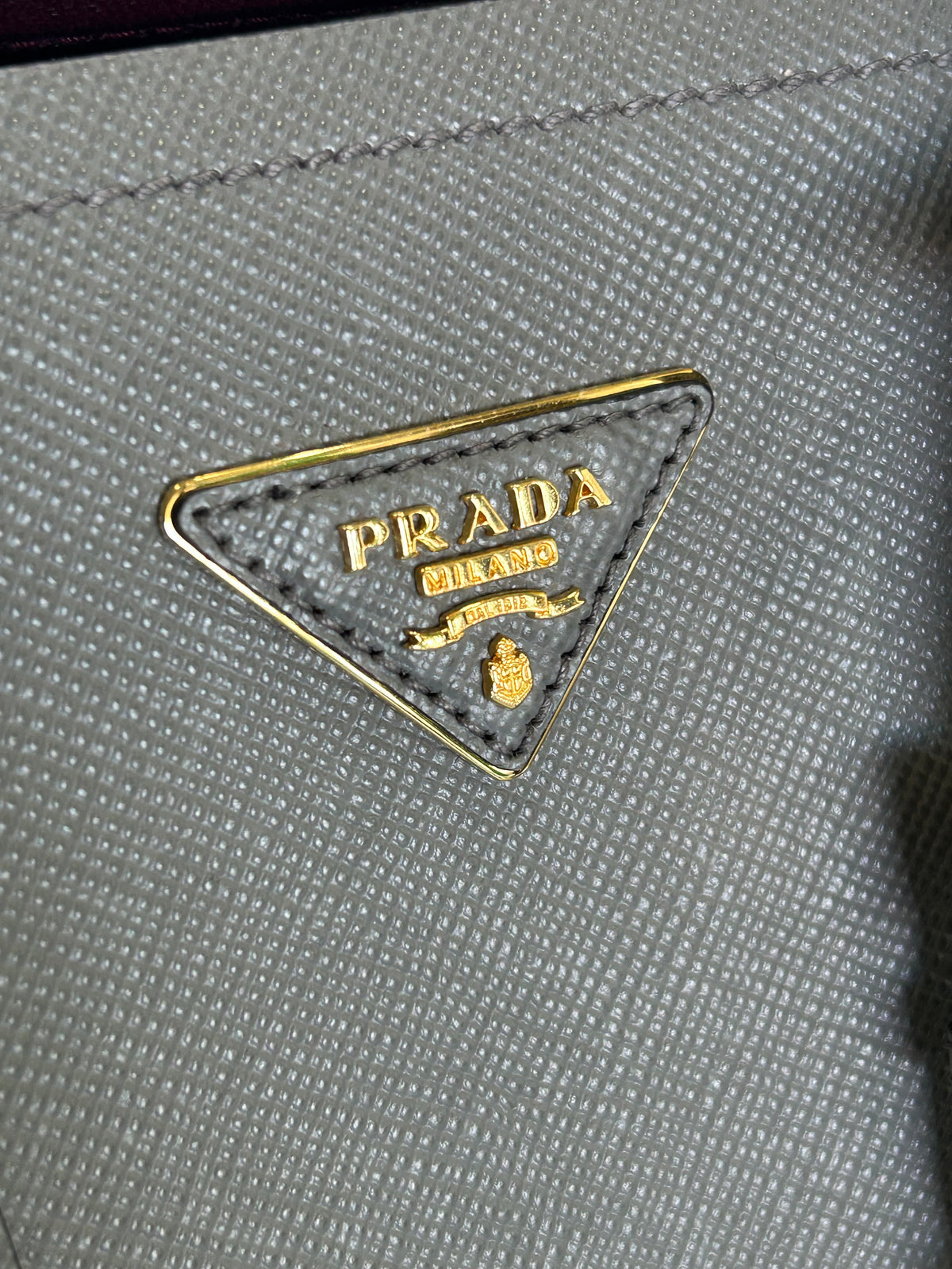 PRADA - Saffiano Double Bag / Grey & Burgundy