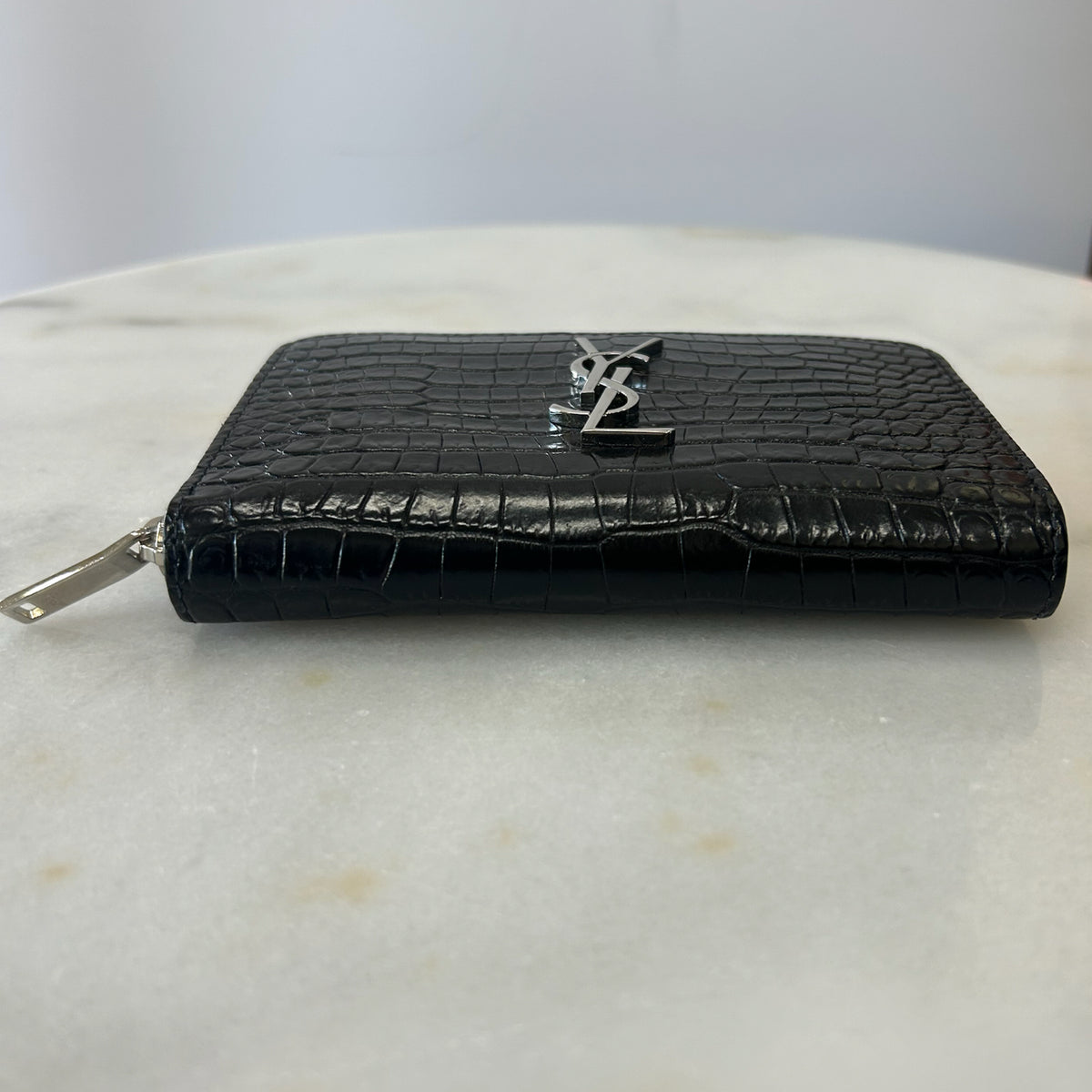 SAINT LAURENT - Cassandre YSL Croc Wallet