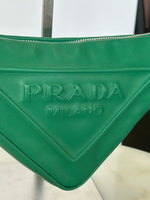 PRADA - Green Leather Triangle Shoulder Bag
