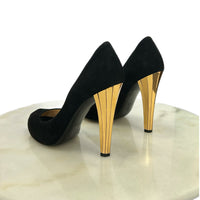 GUCCI - Black Suede Peep Toe Pumps Sz 37