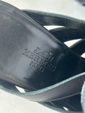 HERMÈS - Black Woven Leather Sandals Sz 38