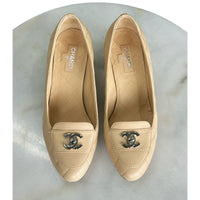 CHANEL - CC Quilted Leather Block Heels Sz 38.5