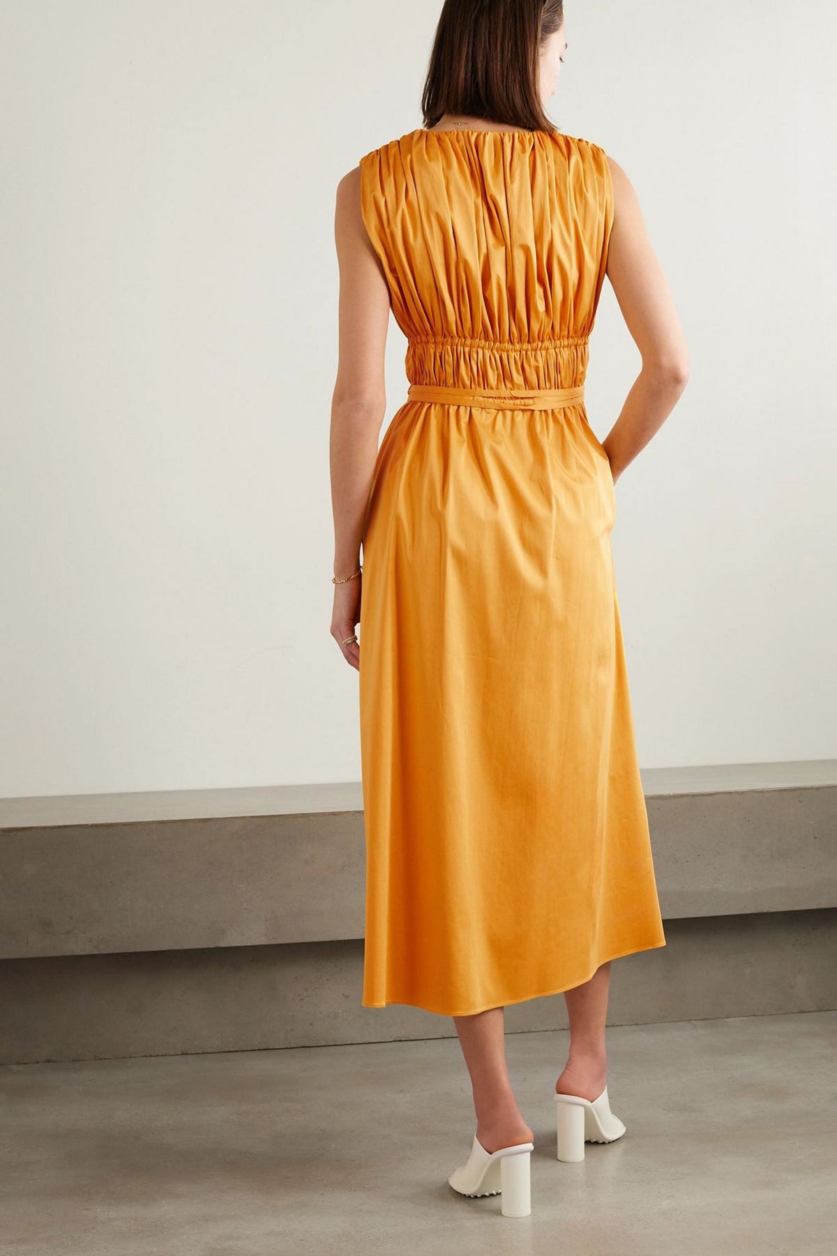 ALTUZARRA - Fiona Gathered Stretch-Cotton Dress Sz M