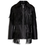 Each X Other - Fringe Detail Black Leather Jacket Sz M