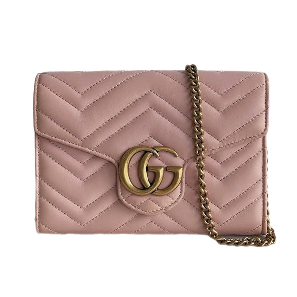GUCCI - GG Marmont Chain Wallet Bag in Soft Pink