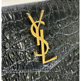 SAINT LAURENT - Uptown Pouch in Crocodile-Embossed Shiny Leather