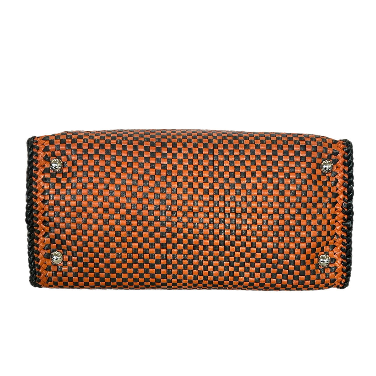 PRADA - Madras Woven Leather Tote Bag