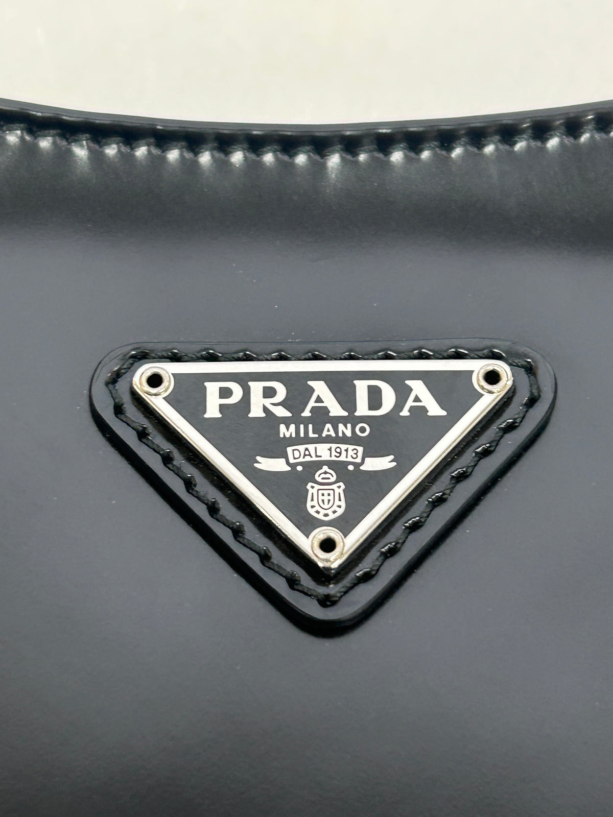 PRADA - Cleo Brushed Leather Black Shoulder Bag