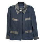 CHANEL - Navy & Black Houndstooth Jacket Sz 42
