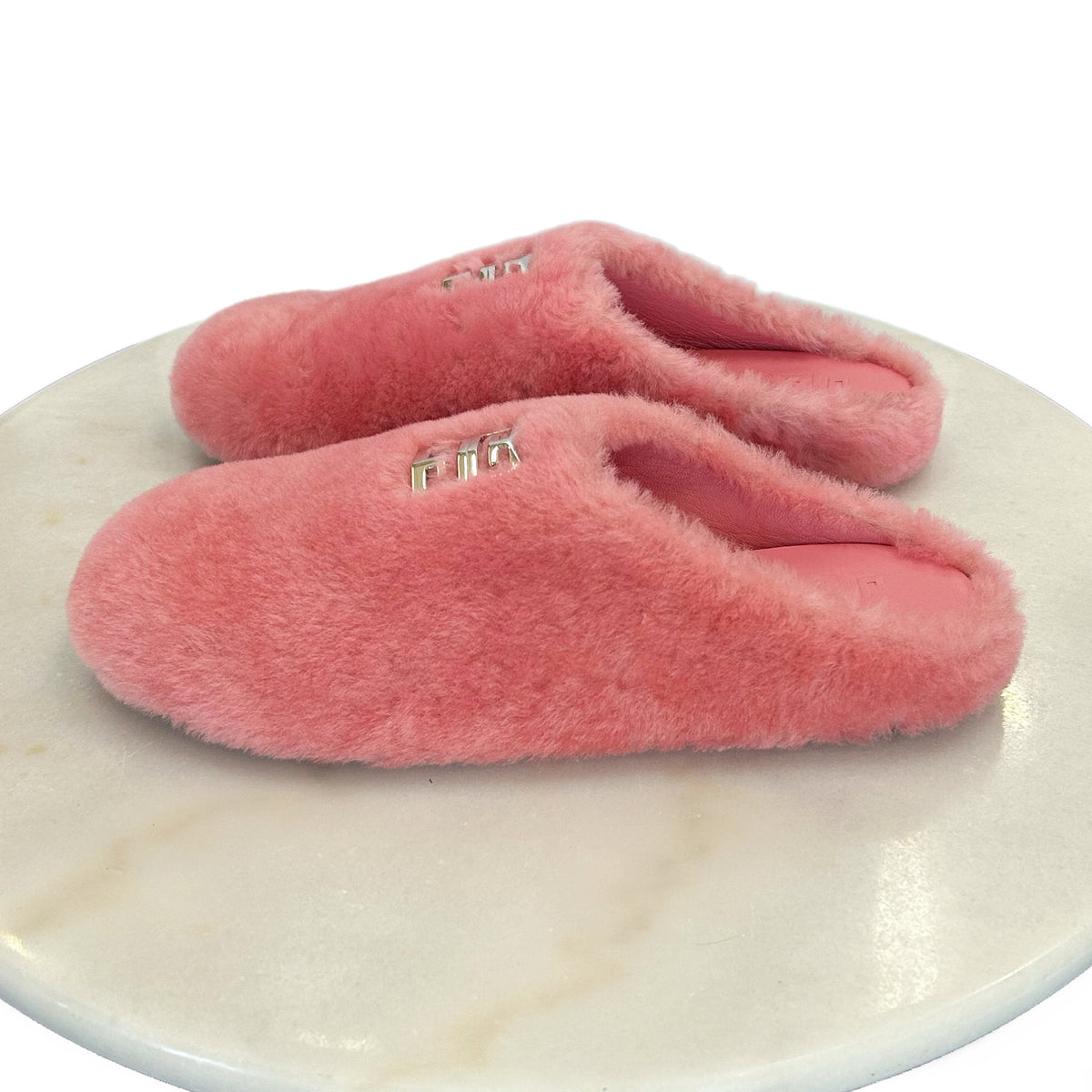 GIVENCHY - 4G Pink Shearling Slip On Slides Sz 39