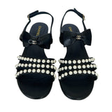 CHANEL - Pearl & Leather Bow Sandals Sz 40C