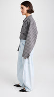 TIBI - Gingham-Check Drill Cropped Jacket Sz L
