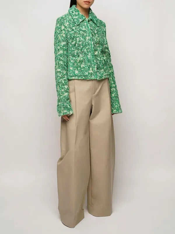 BOTTEGA VENETA - Abstract Chenille Boucle Green Jacket Sz 44