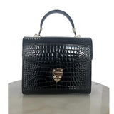 ASPINAL OF LONDON - Mayfair Black Patent Croc Bag