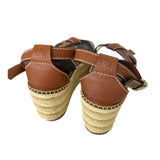 LOEWE - Gate Topstitched Leather Espadrille Sandals Sz 40