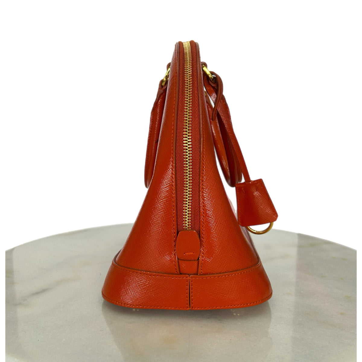 PRADA - Saffiano Orange Vernis Dome Bag