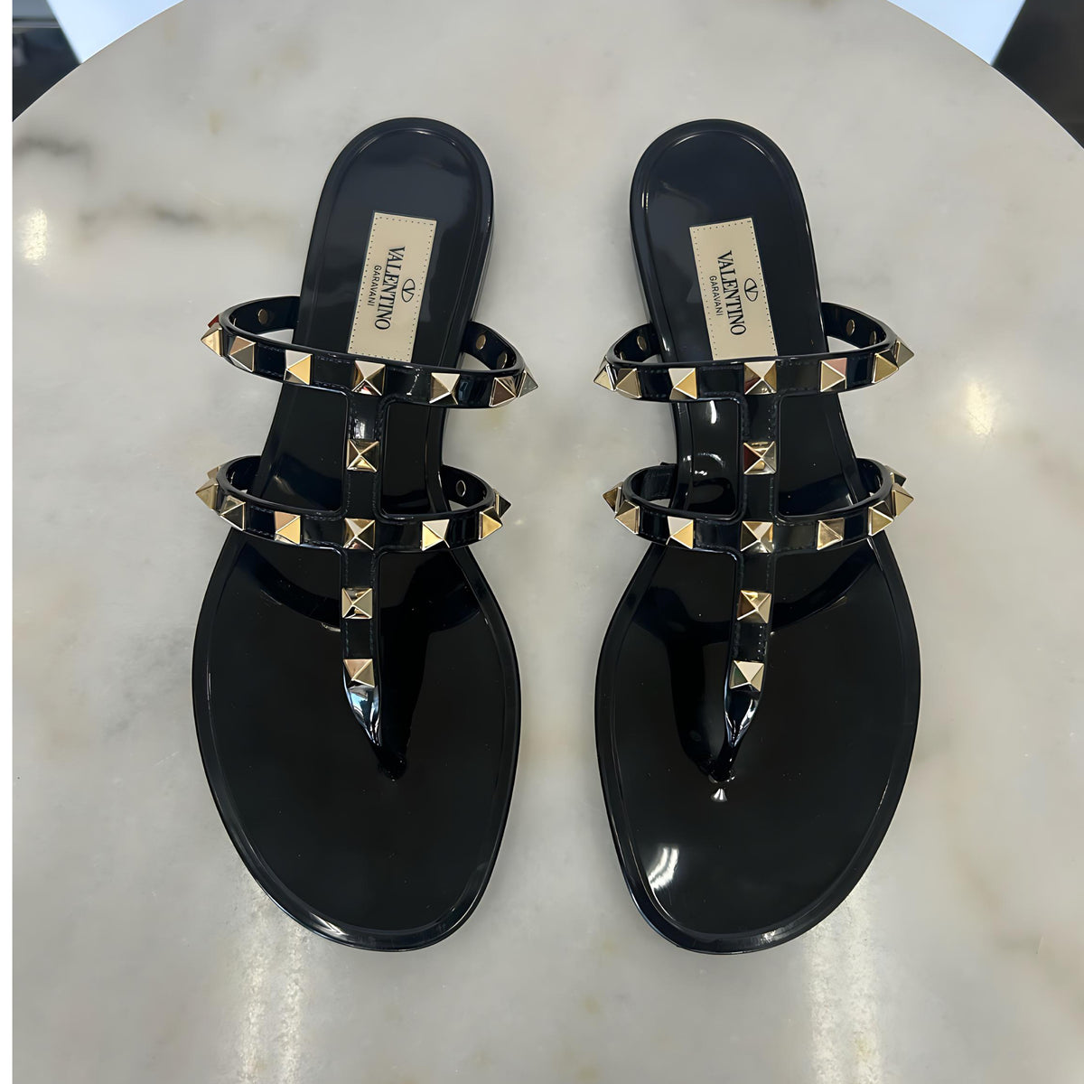 VALENTINO - Rockstud Rubber Sandals Sz 38