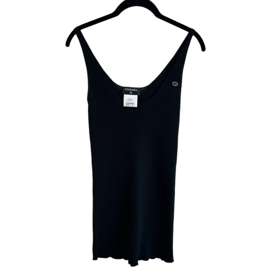 CHANEL - Black Ribbed Tank Top Sz 38