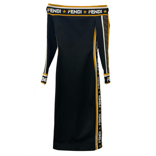 Fendi - Mania Off-The-Shoulder Jersey Midi Dress Sz 36