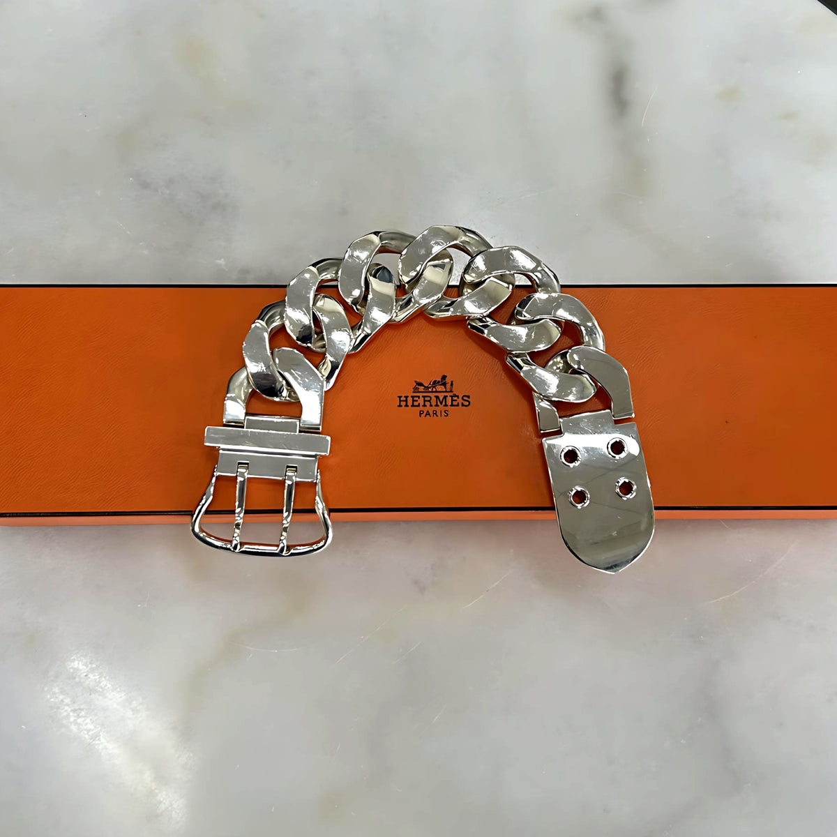 HERMES - Boucle Sellier AG 925 Silver Chain Bracelet