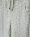 BALMAIN - White Monogram Wide Leg Pants Sz FR38 / Medium