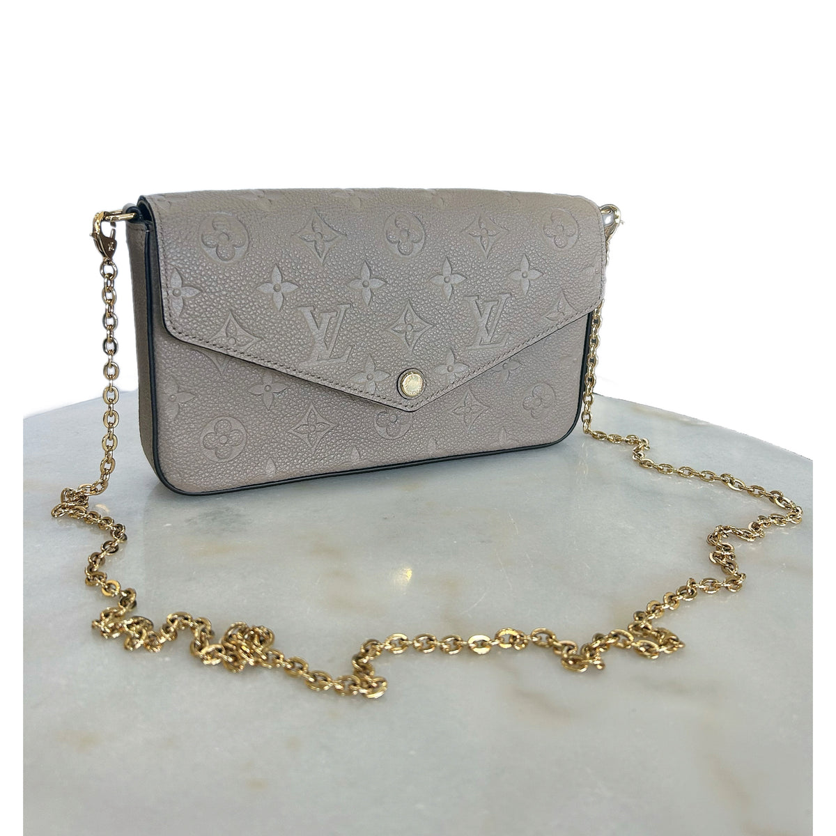 LOUIS VUITTON - Pochette Félicie Tourterelle Empreinte Leather