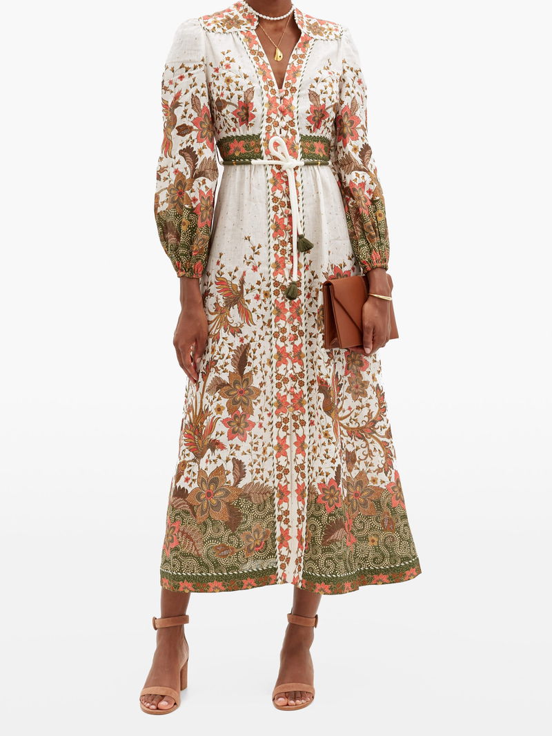 ZIMMERMANN - Empire Batik Floral Linen Dress Sz 3