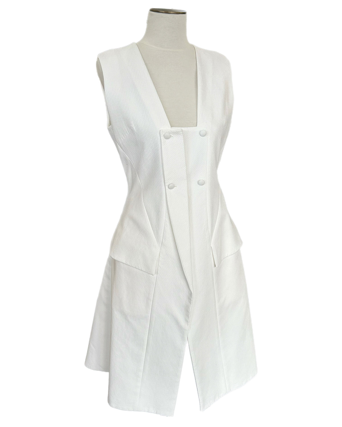 DIOR - White Cotton Sleeveless Dress Sz IT 44