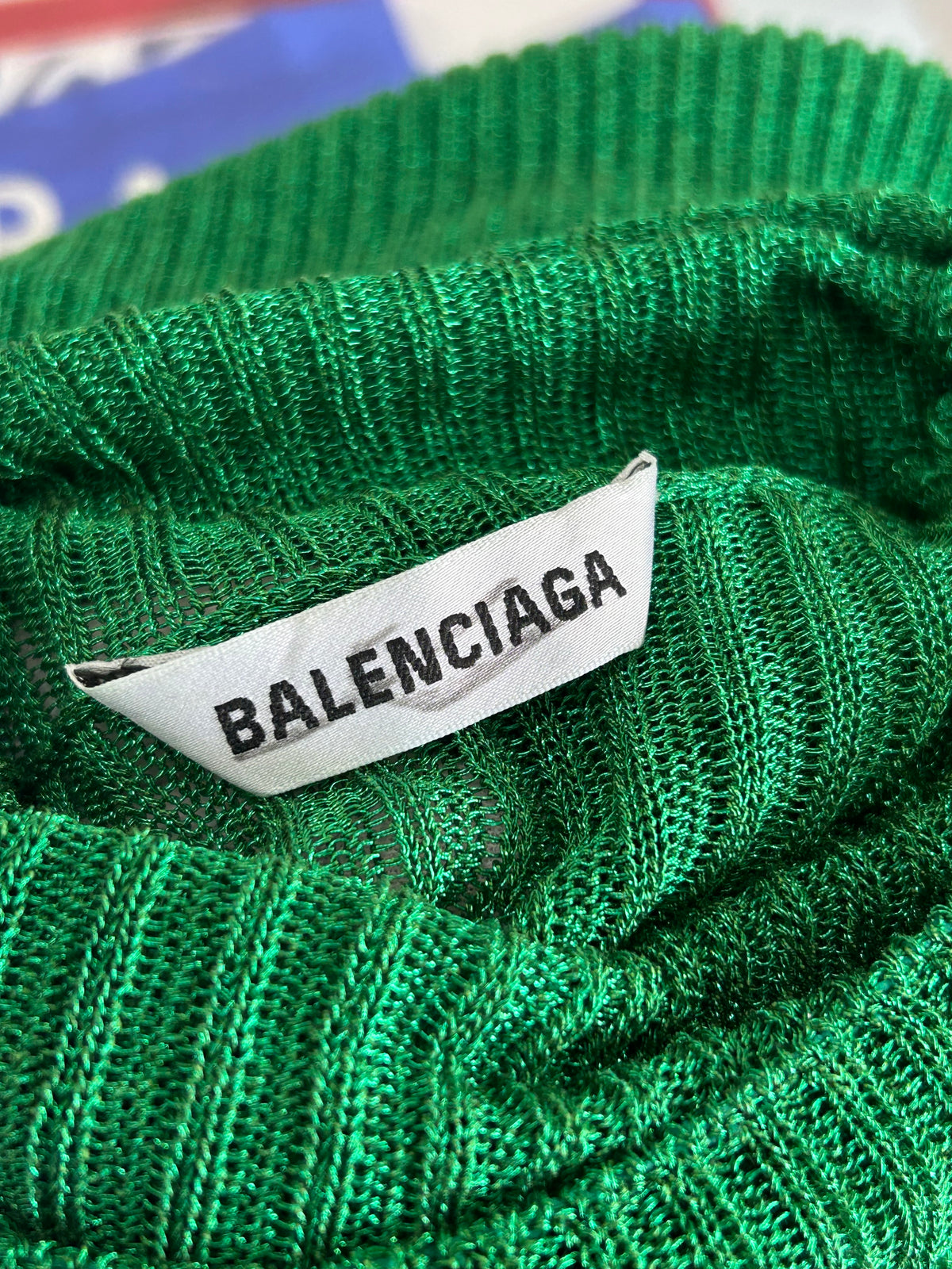 BALENCIAGA - Green Metallic Rib-knit Roll Neck Dress - Suit AUS 8-10